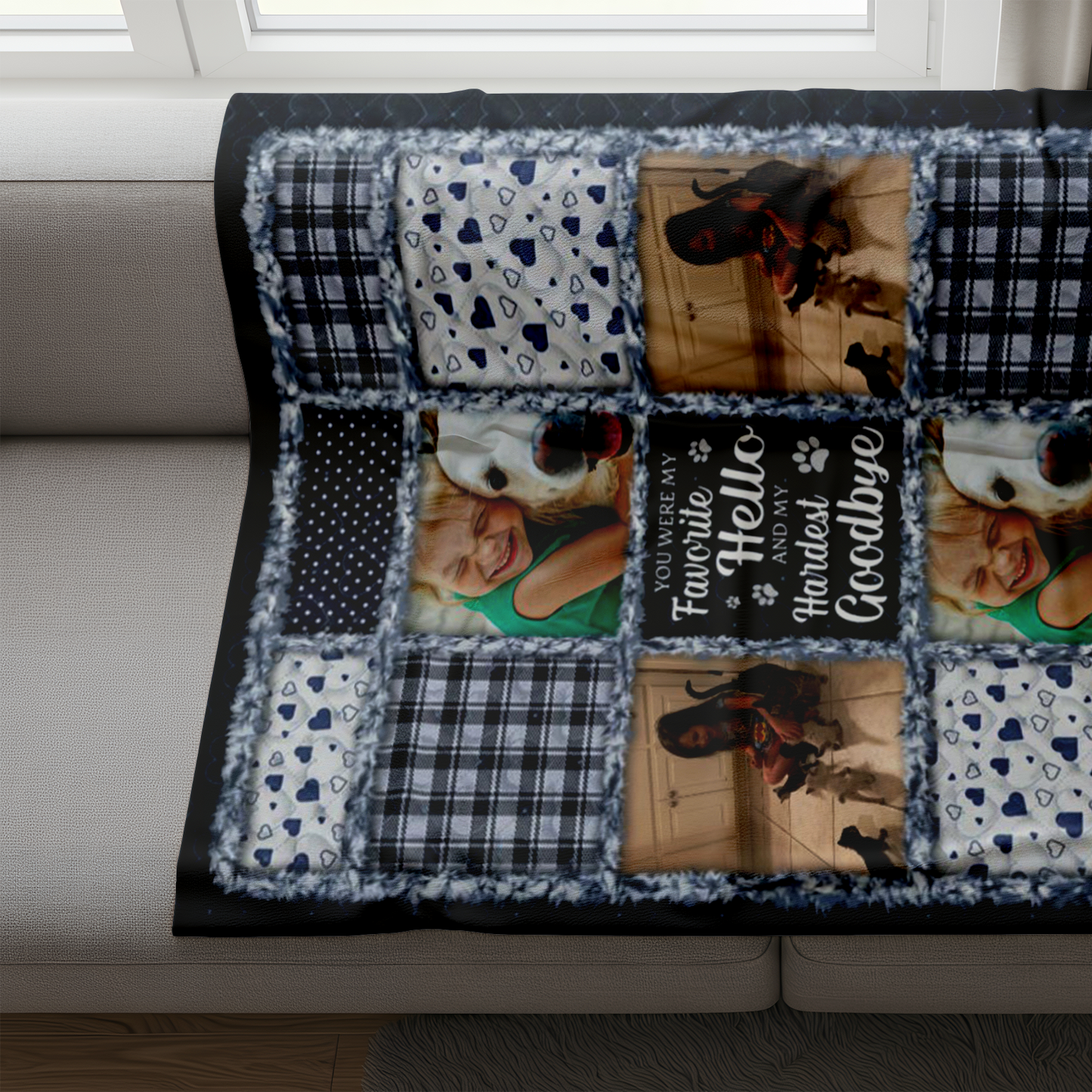 Custom Photo Blanket - Personalized Pet Christmas Memorial Sympathy Gifts For Dogs, Cats - Paws Leave Prints On Our Souls