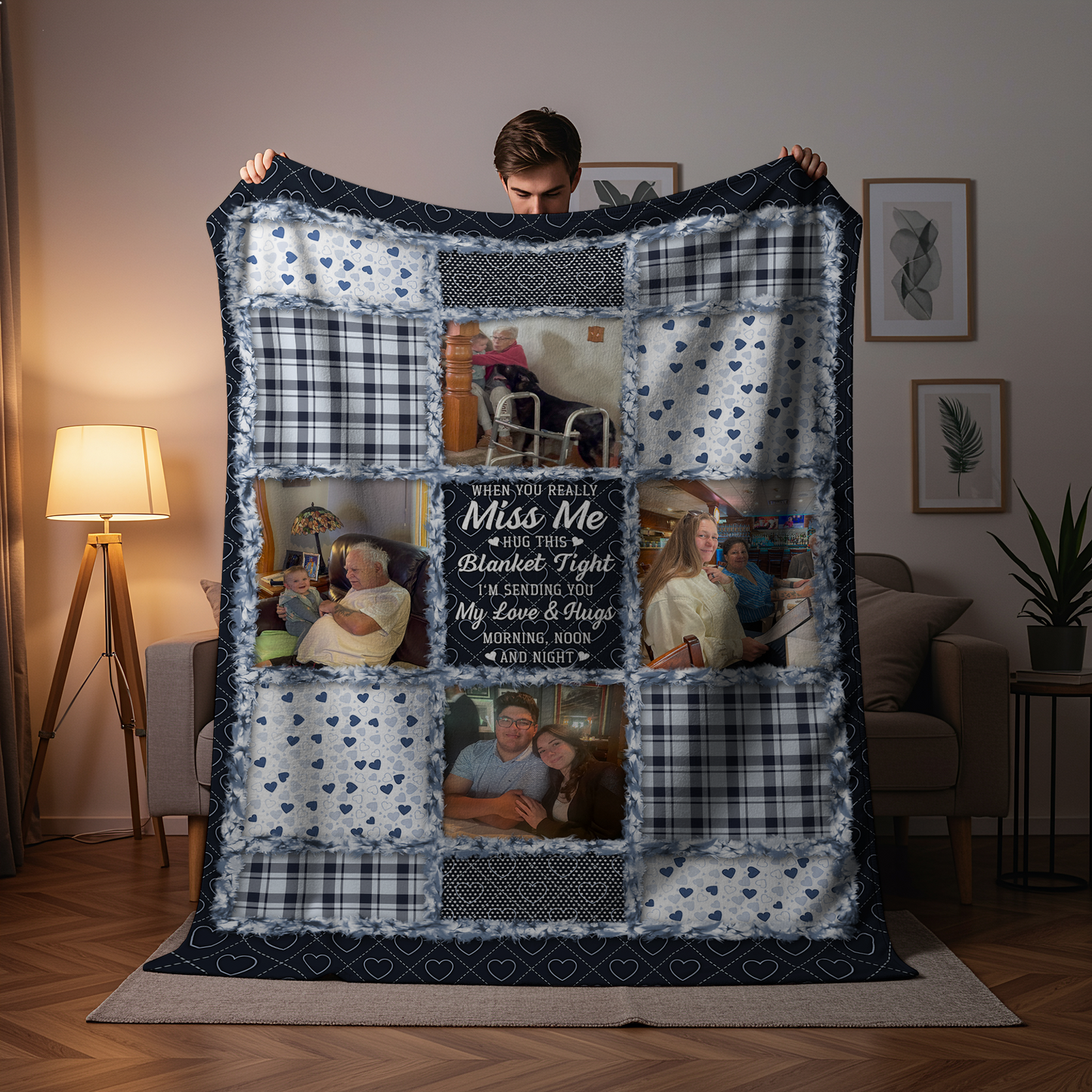 Custom Photo Memorial When You Really Miss Me Hug This Blanket - Personalized Fleece Blanket, Sherpa Blanket