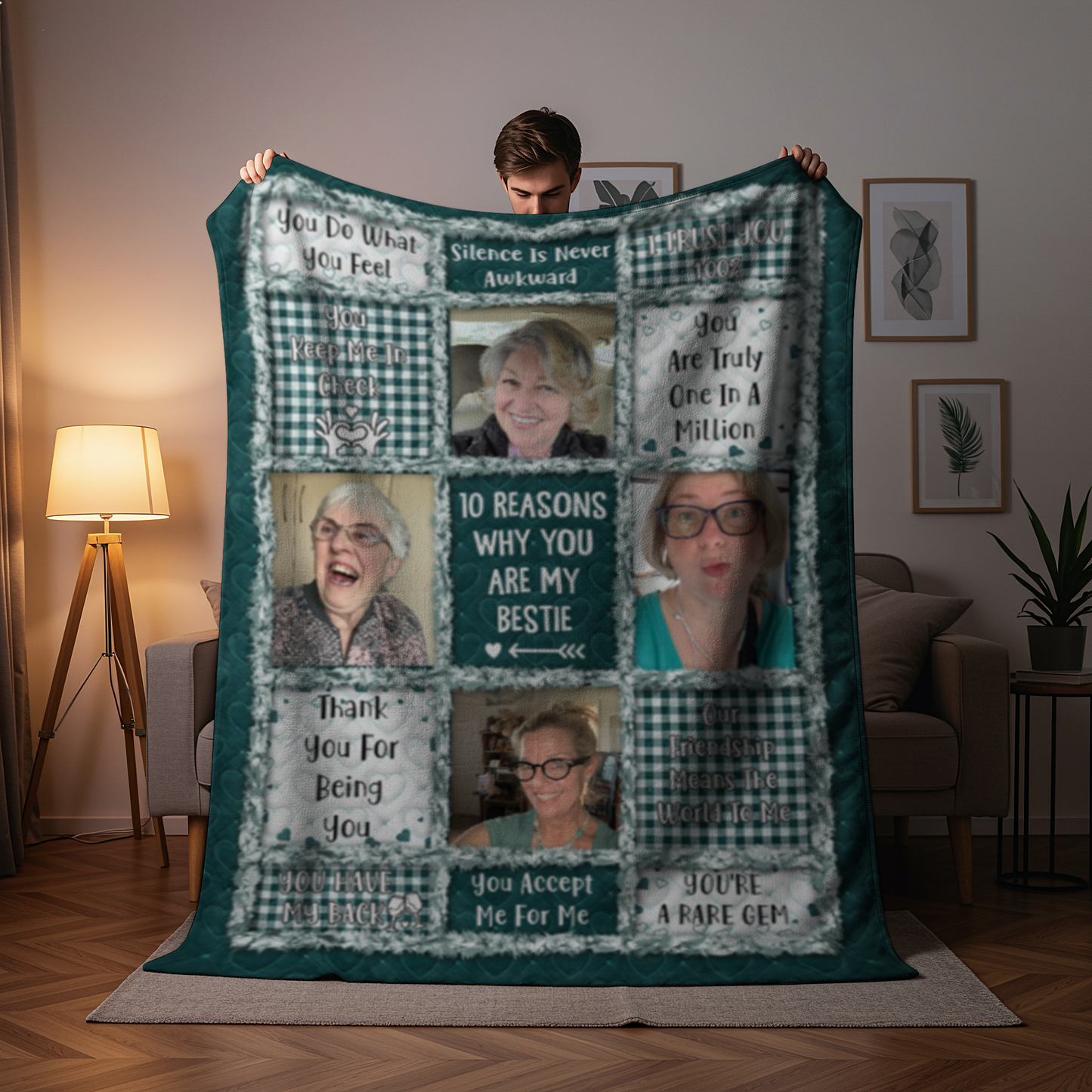 Custom Photo “10 Reasons Why You Are My Bestie” Blanket – Personalized Fleece & Sherpa Blanket