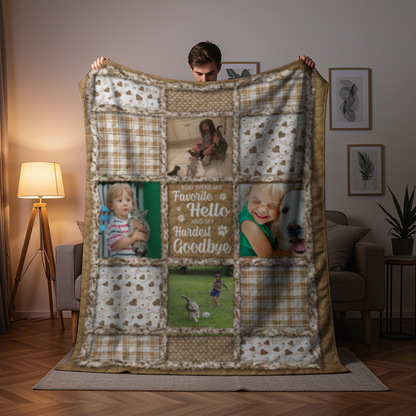 Custom Photo Blanket - Personalized Pet Christmas Memorial Sympathy Gifts For Dogs, Cats - Paws Leave Prints On Our Souls