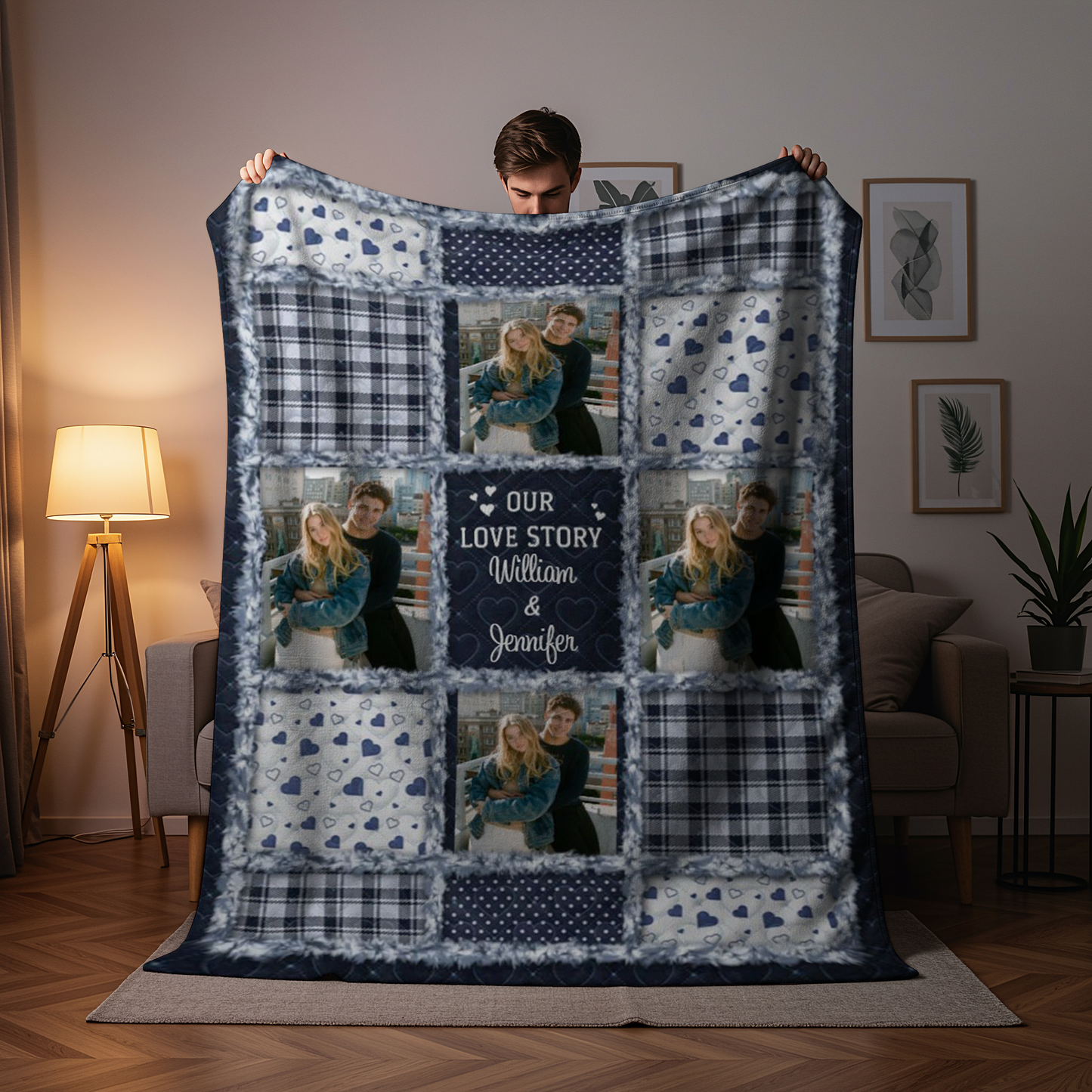 Custom Photo Our Love Story Couples - Personalized Fleece Blanket, Sherpa Blanket