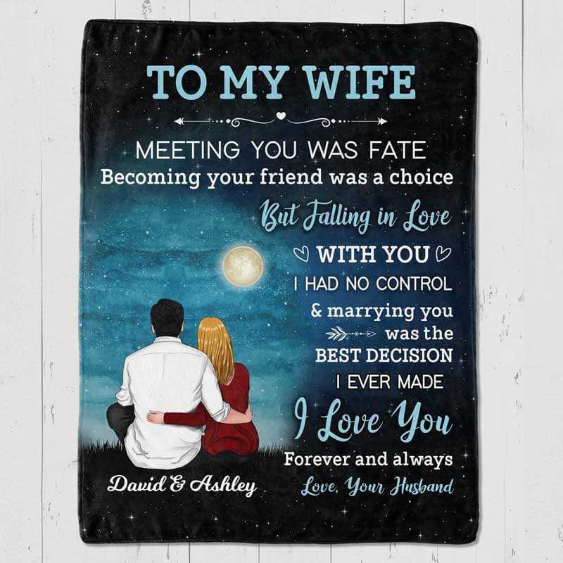 Night Sky Dear My Wife Couple Personalized Fleece Blanket - Romantic Gift For Wife