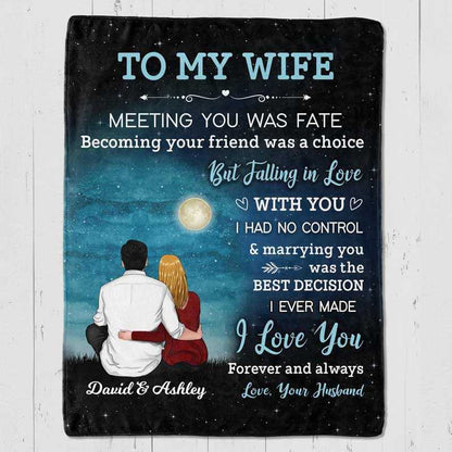 Night Sky Dear My Wife Couple Personalized Fleece Blanket - Romantic Gift For Wife