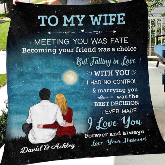 Night Sky Dear My Wife Couple Personalized Fleece Blanket - Romantic Gift For Wife