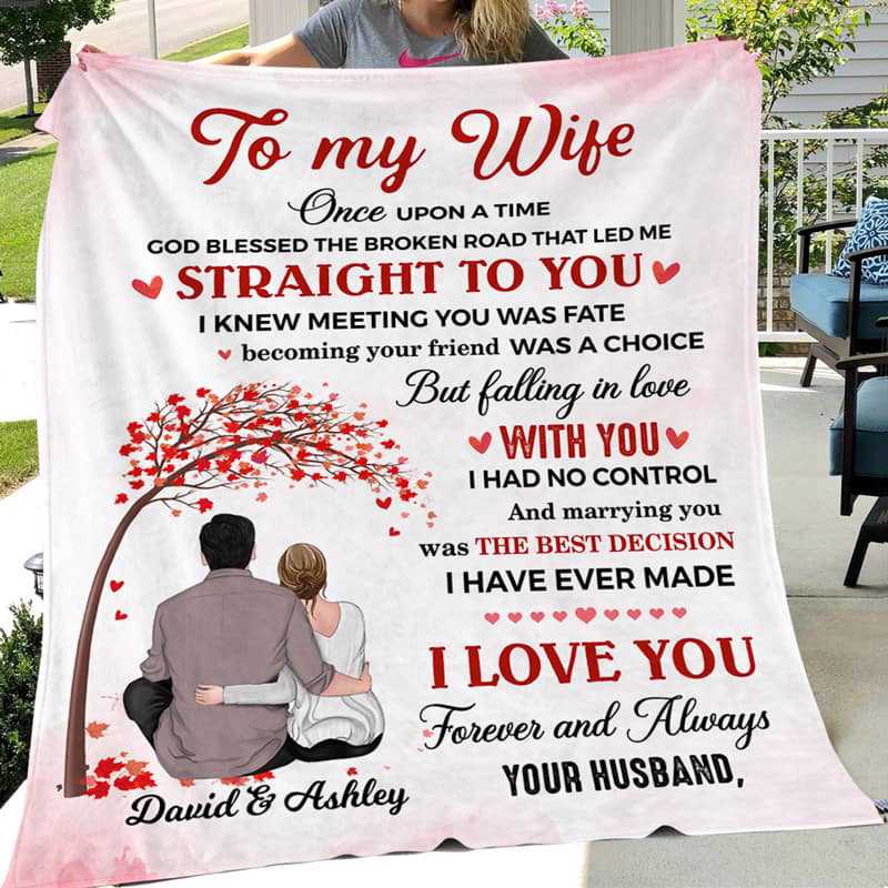 To My Wife Couple Tree Personalized Fleece Blanket - Romantic Gift For Wife