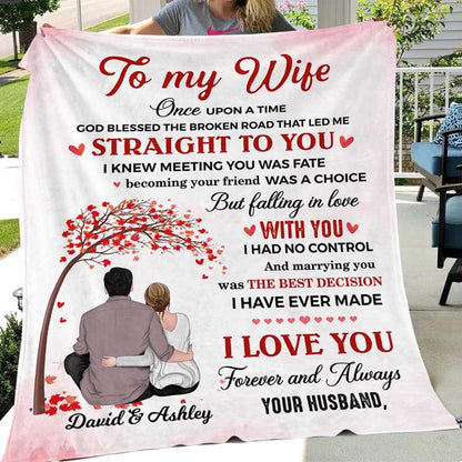 To My Wife Couple Tree Personalized Fleece Blanket - Romantic Gift For Wife