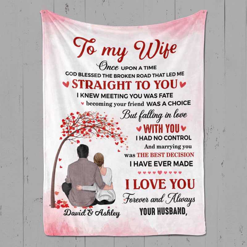 To My Wife Couple Tree Personalized Fleece Blanket - Romantic Gift For Wife