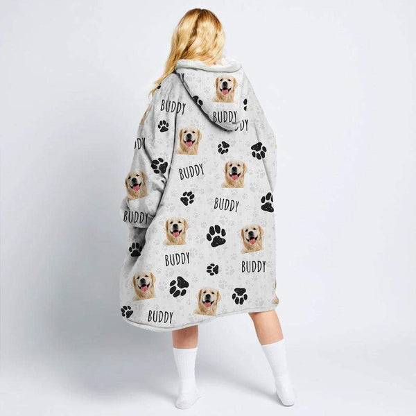Custom Text And Upload Photo Dog Cat Hoodie Blanket - Personalize Gift For Pet Lovers