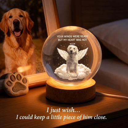 Your Light Will Always Shine in My Heart Pet Memorial - Personalized Crystal Ball LED Night Light - Heartfelt Remembrance Keepsake