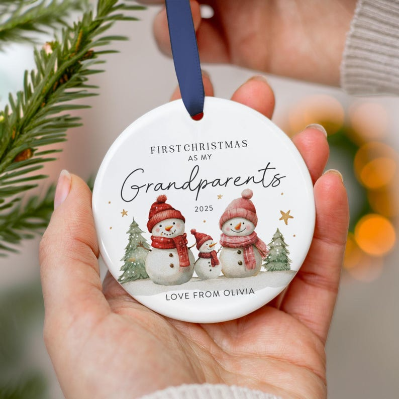 Personalised First Christmas as Grandparents Ornament - New Grandparent Gift, Custom Name & Year Bauble, Christmas Keepsake For Grandparent