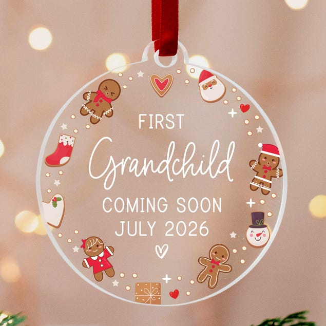 First Grandchild Christmas Ornament, Baby Announcement Ornament Pregnancy Reveal Grandparents Grandma Grandpa Grandbaby Coming Soon