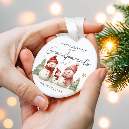 Personalised First Christmas as Grandparents Ornament - New Grandparent Gift, Custom Name & Year Bauble, Christmas Keepsake For Grandparent