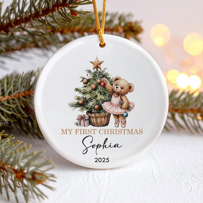 Custom Baby Girl First Christmas Ornament, Baby First Xmas Ornament with Baby Name, Personalized Baby Keepsake Ornament 2025, Newborn Gift