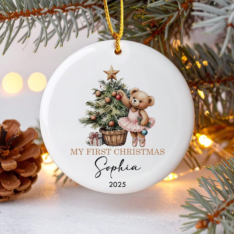 Custom Baby Girl First Christmas Ornament, Baby First Xmas Ornament with Baby Name, Personalized Baby Keepsake Ornament 2025, Newborn Gift