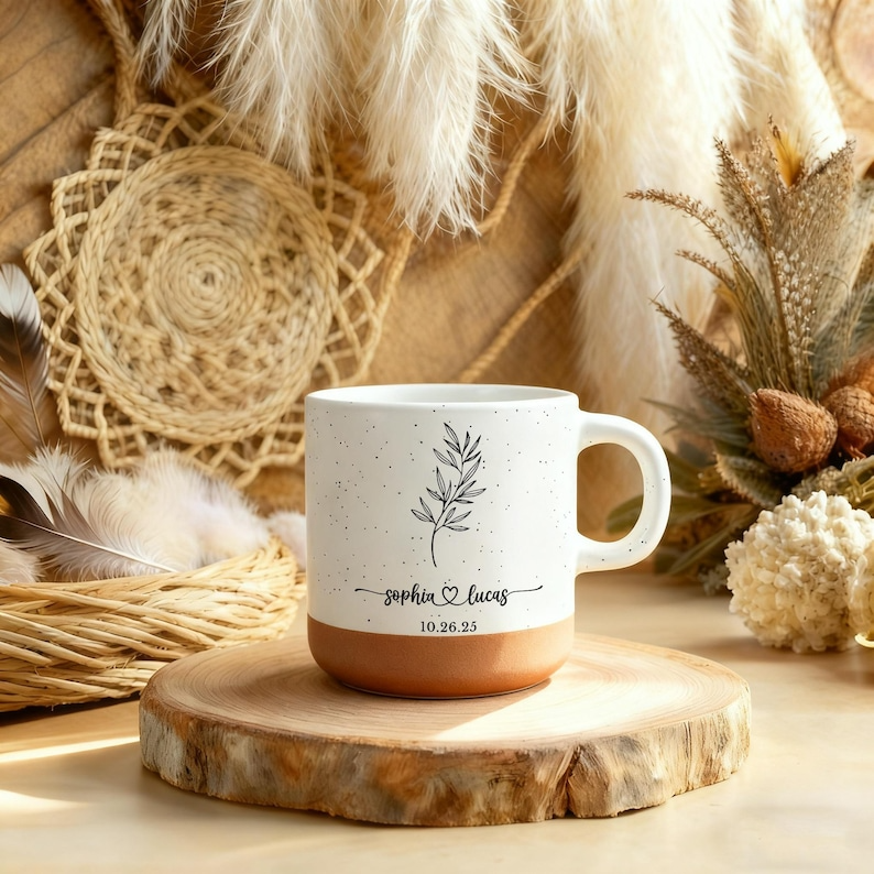 Elegant Personalized Mug with Name & Date for Couples - Custom Romantic Gift