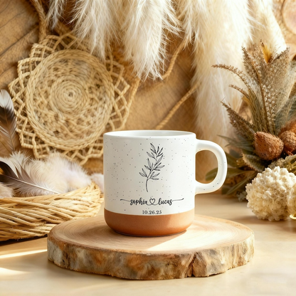 Elegant Personalized Mug with Name & Date for Couples - Custom Romantic Gift
