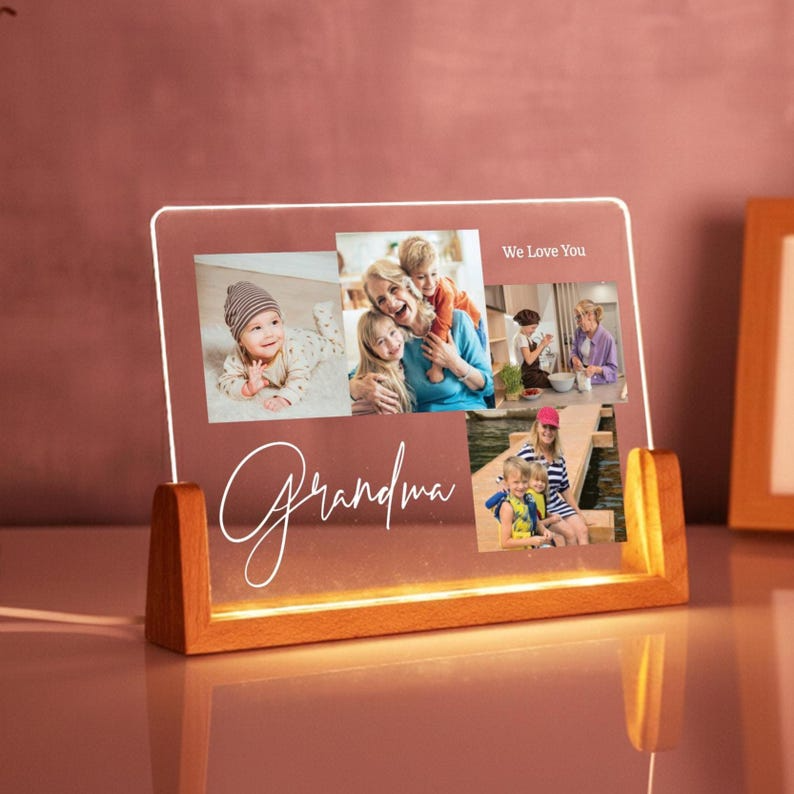 Meaningful Personalized Photo Collage LED Light - Unique Custom Gift For family, Couples