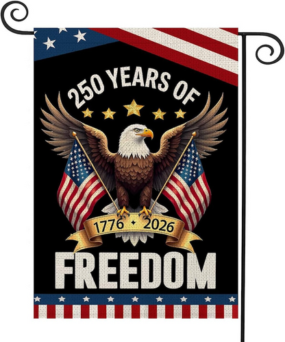 250 Years America Garden Flag, 250th Anniversary USA Patriotic Banner Double-Sided with Eagle Design, 1776-2026 Commemorative
