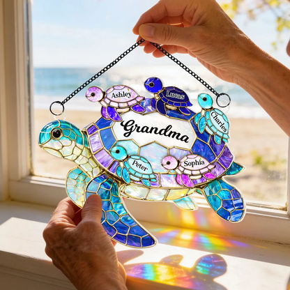 Mom Grandma Sea Turtle - Personalized Suncatcher Ornament - Mother's Day Gift for Her