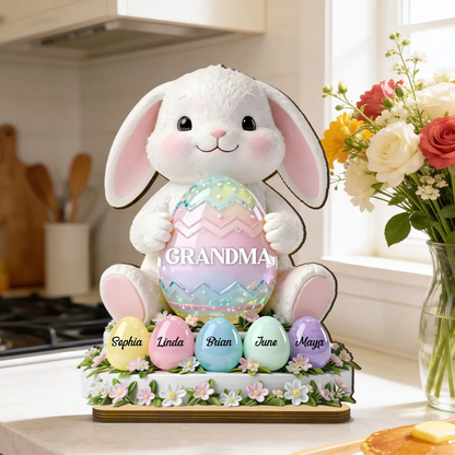 Bunny Grandma Easter - Personalized 2-Layered Wooden Plaque - Easter Decor for Grandma