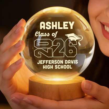 Class Of Graduation Year Senior - Personalized Crystal Ball LED Night Light - Gift For Graduation Day, Graduation Gift, Keepsake