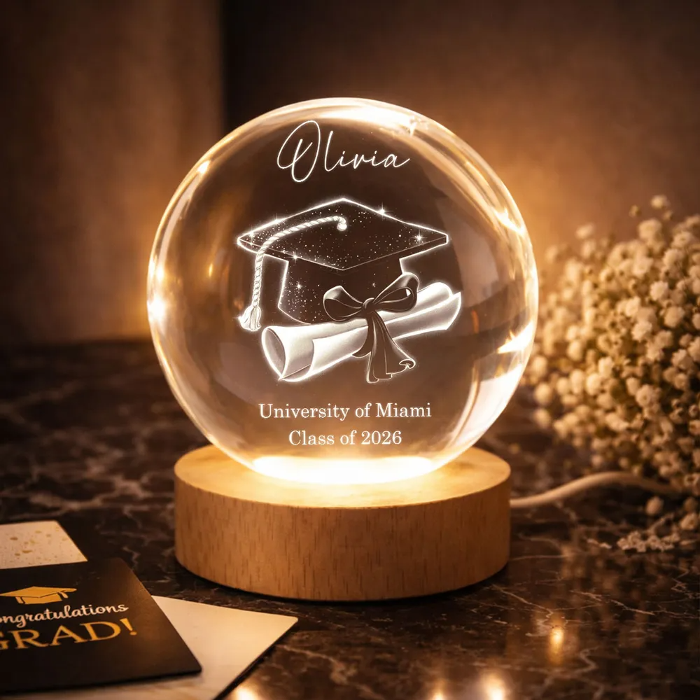 Class Of 2026 3D Effect Senior - Personalized Crystal Ball LED Night Light - Graduation Gift For Seniors, Daughter, Son, Grandkids