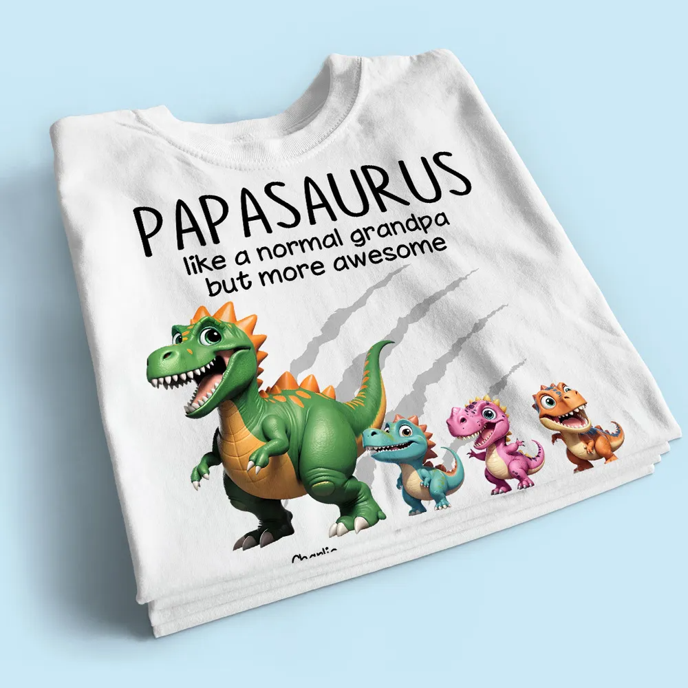 Grandpasaurus And Kids 3D Effect Dinosaurs Personalized Shirt, Father's Day Gift For Grandpa