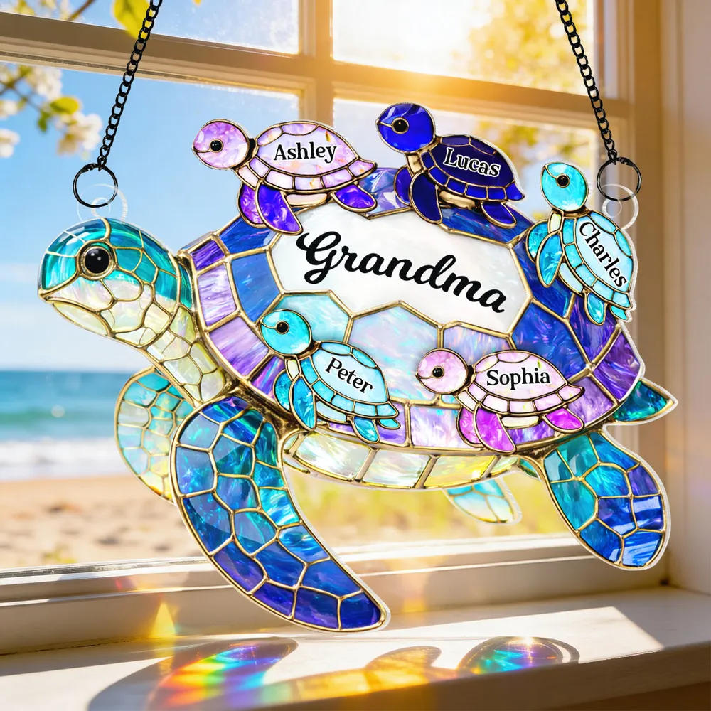 Mom Grandma Sea Turtle - Personalized Suncatcher Ornament - Mother's Day Gift for Her