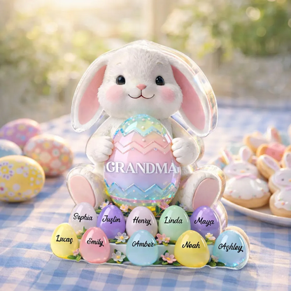 Bunny Grandma Easter - Personalized Acrylic Block Plaque - Easter Decor for Grandma