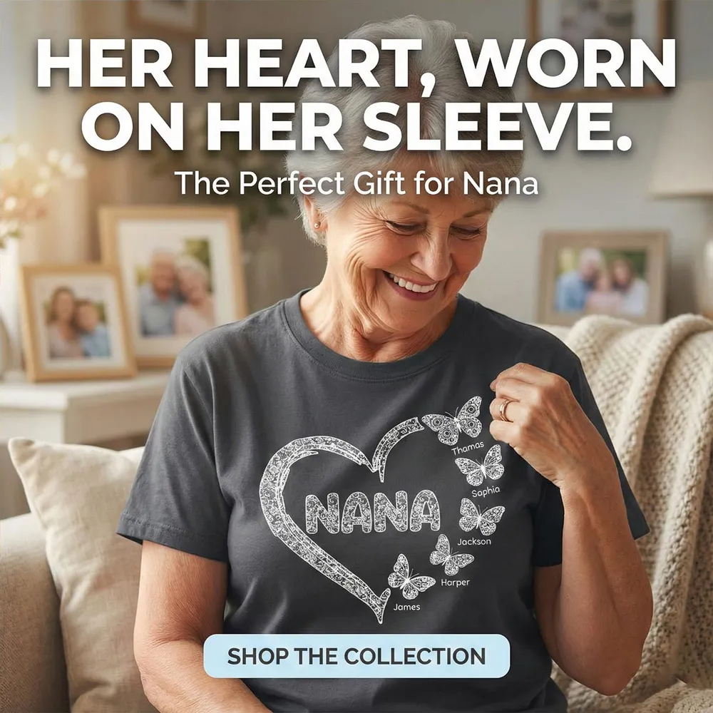 Grandma Lace Pattern Butterflies Heart - Personalized Women Tee - Gift For Grandma, Mom