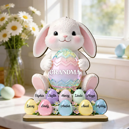 Bunny Grandma Easter - Personalized 2-Layered Wooden Plaque - Easter Decor for Grandma