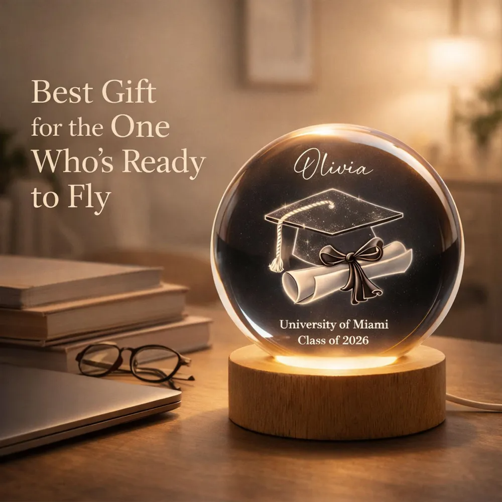 Class Of 2026 3D Effect Senior - Personalized Crystal Ball LED Night Light - Graduation Gift For Seniors, Daughter, Son, Grandkids