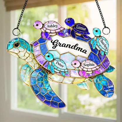 Mom Grandma Sea Turtle - Personalized Suncatcher Ornament - Mother's Day Gift for Her