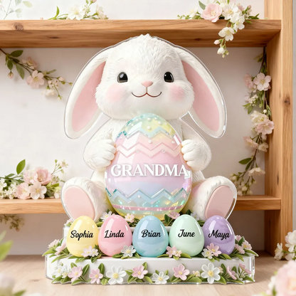 Bunny Grandma Easter - Personalized Acrylic Block Plaque - Easter Decor for Grandma