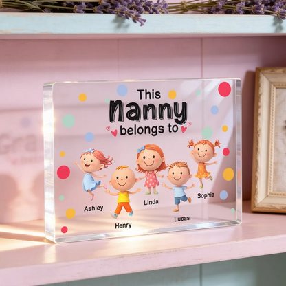 This Grandma Belongs to Cute Grandkids - Personalized Acrylic Block Plaque - Heartfelt Gift for Grandma