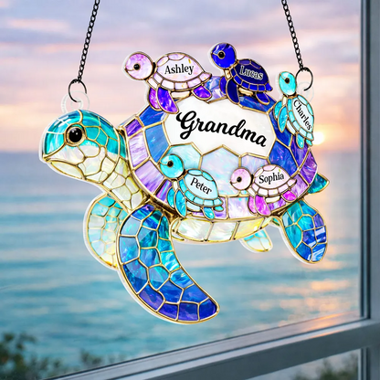 Mom Grandma Sea Turtle - Personalized Suncatcher Ornament - Mother's Day Gift for Her