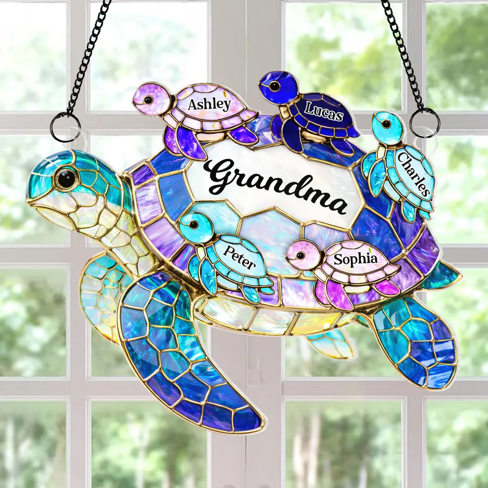 Mom Grandma Sea Turtle - Personalized Suncatcher Ornament - Mother's Day Gift for Her