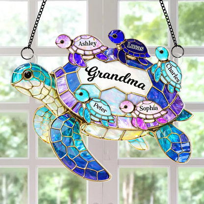 Mom Grandma Sea Turtle - Personalized Suncatcher Ornament - Mother's Day Gift for Her