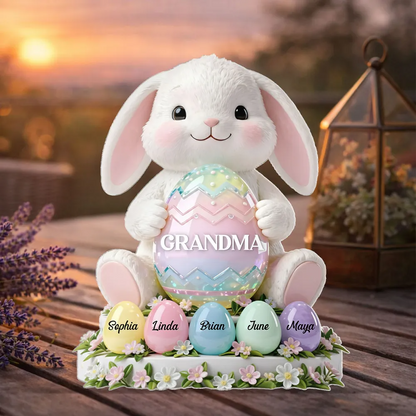 Bunny Grandma Easter - Personalized Acrylic Block Plaque - Easter Decor for Grandma