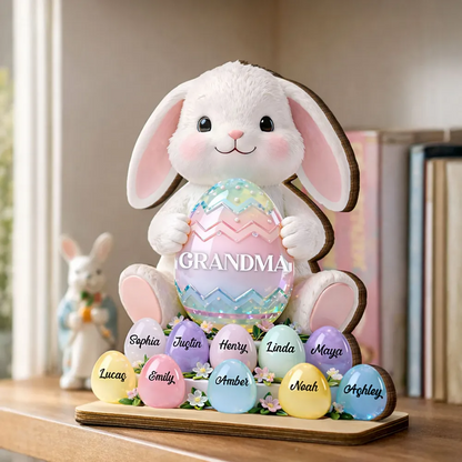 Bunny Grandma Easter - Personalized 2-Layered Wooden Plaque - Easter Decor for Grandma