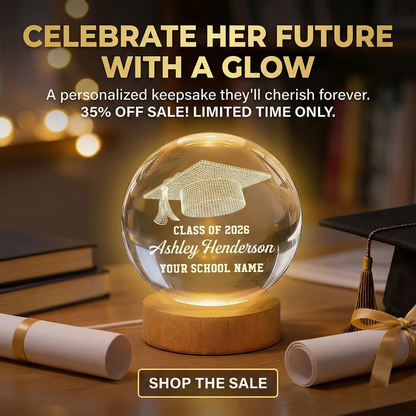 Class Of Graduation Senior Illusion Graduation Cap - Personalized Crystal Ball LED Night Light - Gift For Graduation Day, Graduation Gift, Keepsake
