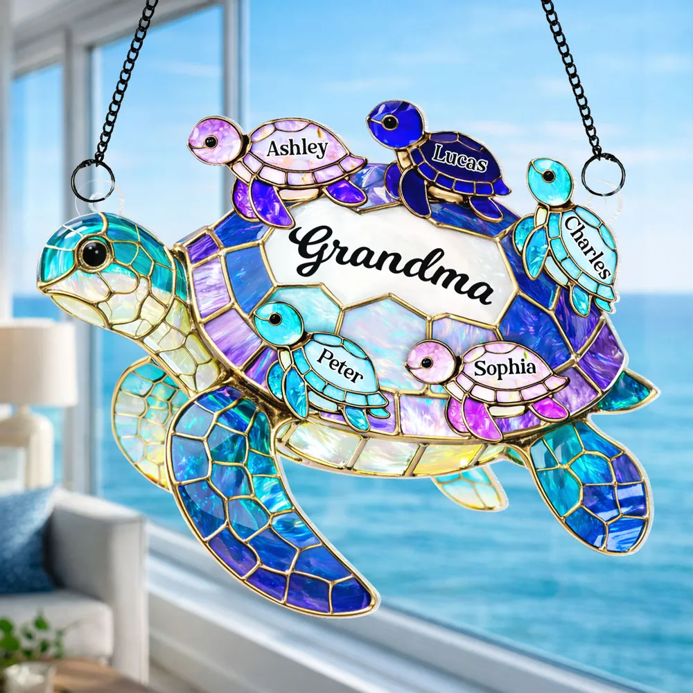Mom Grandma Sea Turtle - Personalized Suncatcher Ornament - Mother's Day Gift for Her