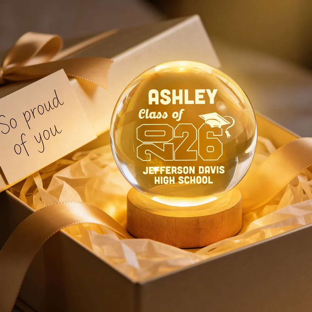 Class Of Graduation Year Senior - Personalized Crystal Ball LED Night Light - Gift For Graduation Day, Graduation Gift, Keepsake