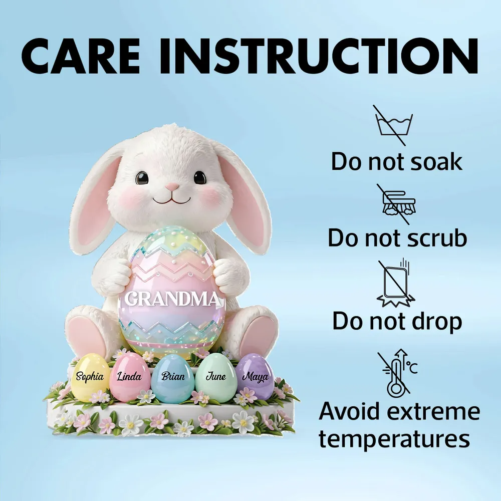 Bunny Grandma Easter - Personalized Acrylic Block Plaque - Easter Decor for Grandma