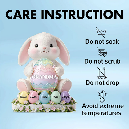 Bunny Grandma Easter - Personalized Acrylic Block Plaque - Easter Decor for Grandma