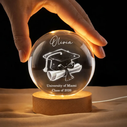 Class Of 2026 3D Effect Senior - Personalized Crystal Ball LED Night Light - Graduation Gift For Seniors, Daughter, Son, Grandkids