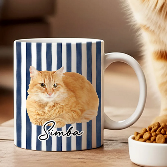 Pet With Classic Stripes Pattern Upload Photo - Personalized Mug - Gift For Dog Lovers, Cat Lovers