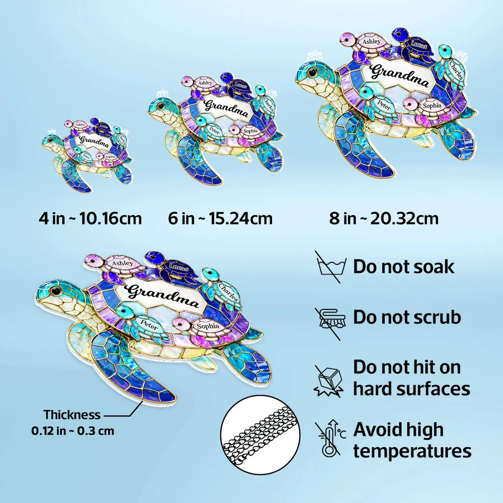 Mom Grandma Sea Turtle - Personalized Suncatcher Ornament - Mother's Day Gift for Her