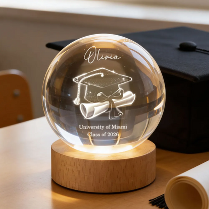 Class Of 2026 3D Effect Senior - Personalized Crystal Ball LED Night Light - Graduation Gift For Seniors, Daughter, Son, Grandkids