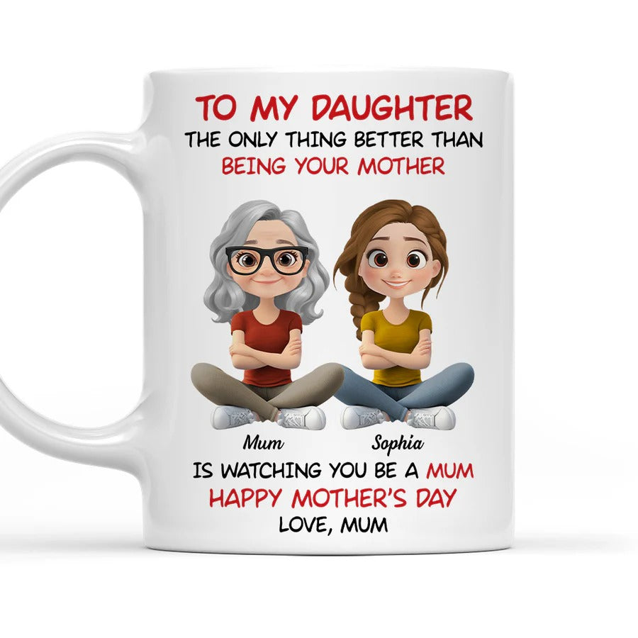 To My Daughter Cartoonize - Personalized Custom Coffee Mug